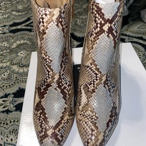 Bamboo faux snakeskin booties
